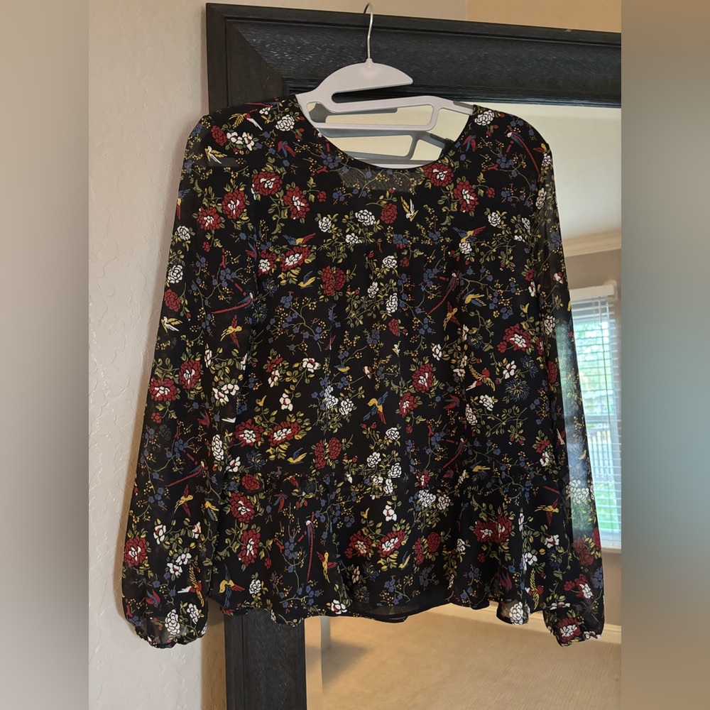 Madewell Floral Black Blouse